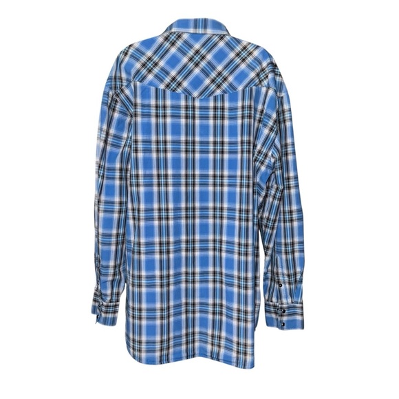 Roper Men’s Western Casual Shirt SZ 2XLT Wear The West Blue Plaid Long Sleeve - Picture 3 of 9